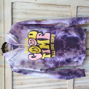 Gildan,  have a Good time all the time! purple tie-dye hoodie . XL